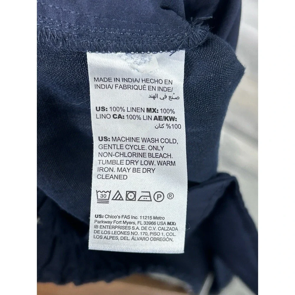 Chicos Women's Blue Drawstring Linen Shorts .5. US6